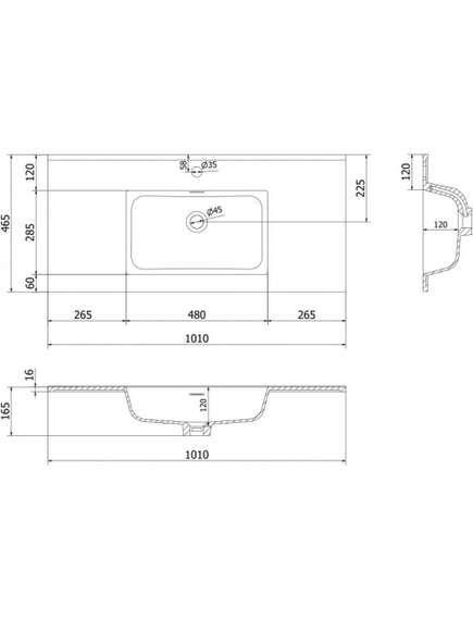 Mexen Otis umywalka wpuszczana w blat 101 x 46,5 cm, biała mat - 25181001, 2 image