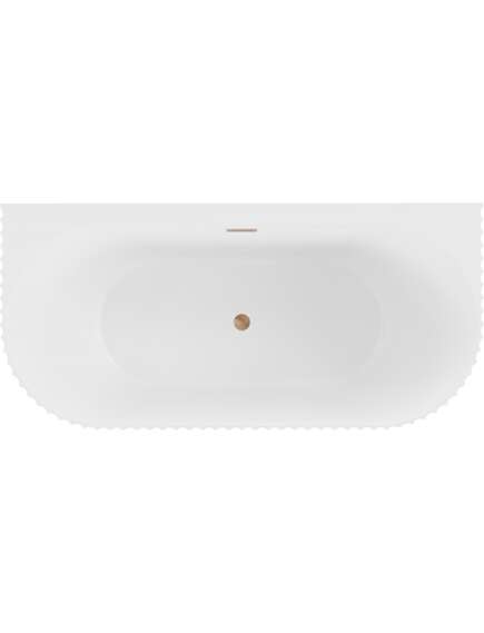 Mexen Sella wanna wolnostojąca przyścienna ryflowana 170 x 80 cm, biała mat, przelew miedź szczotkowana - 52711708001-65, изображение 2