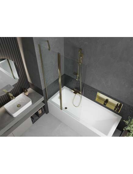 Mexen Flip parawan nawannowy 1-skrzydłowy 100 x 150 cm, transparent, złoty - 894-100-101-50-00, 3 image