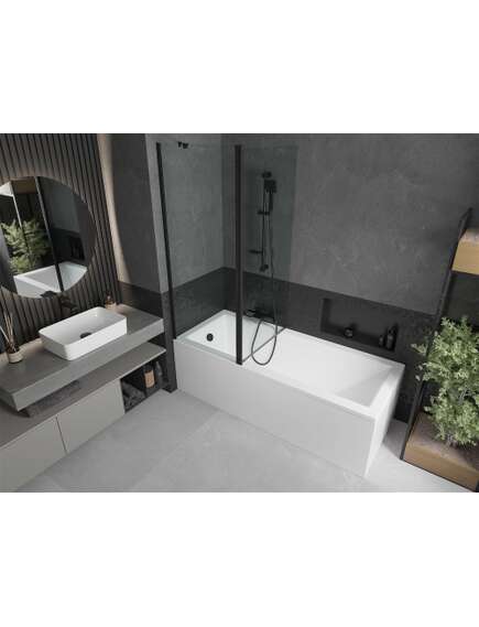 Mexen Flip parawan nawannowy 1-skrzydłowy 140 x 150 cm, transparent, czarny - 894-140-101-70-00, изображение 3