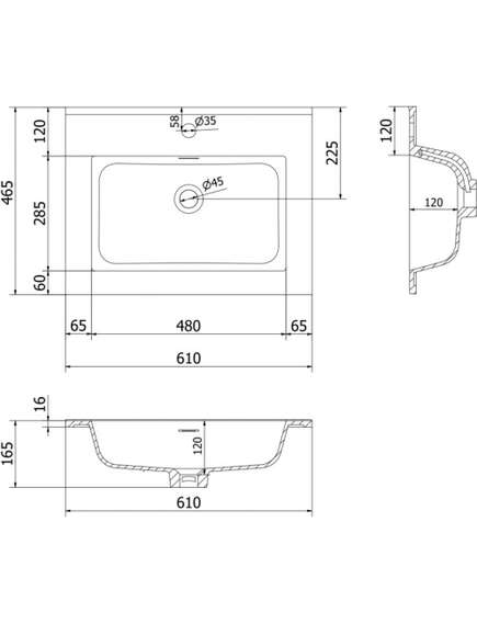 Mexen Otis umywalka wpuszczana w blat 61 x 46,5 cm, biała połysk - 25186000, 3 image