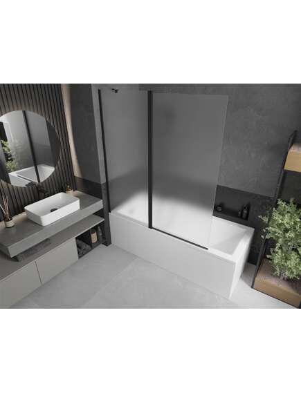 Mexen Flip parawan nawannowy 1-skrzydłowy 140 x 150 cm, szron, czarny - 894-140-101-70-30, 2 image