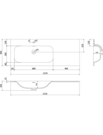 Mexen Vela umywalka wpuszczana w blat lewa 121 x 46,5 cm, biała połysk - 25231200L, 3 image