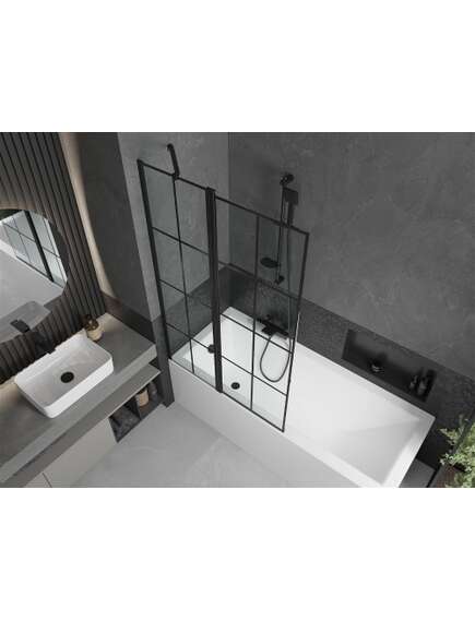 Mexen Flip parawan nawannowy 1-skrzydłowy 100 x 150 cm, czarny wzór, czarny - 894-100-101-70-77, изображение 4