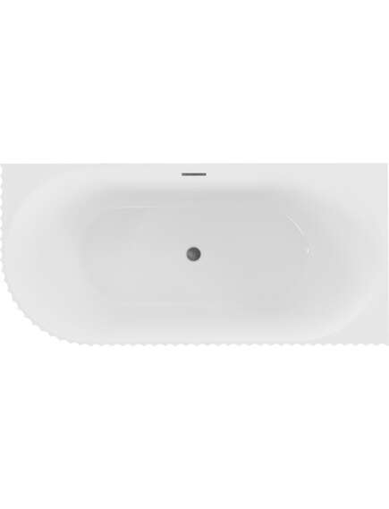 Mexen Gia wanna wolnostojąca narożna ryflowana prawa 170 x 80 cm, biała połysk, przelew gun gray szczotkowany - 52701708000P-66, 2 image