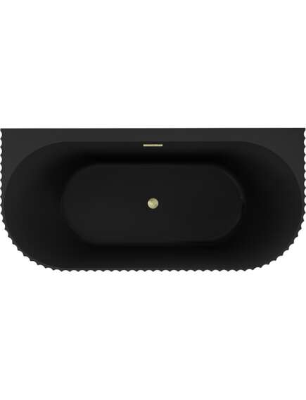 Mexen Sella wanna wolnostojąca przyścienna ryflowana 170 x 80 cm, czarna mat, przelew złoty szczotkowany - 52711708071-55, изображение 2