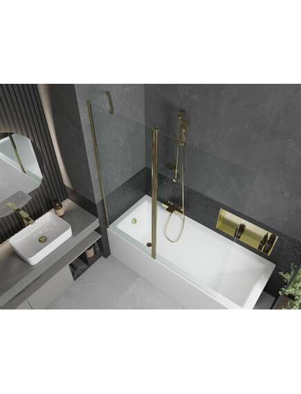 Mexen Flip parawan nawannowy 1-skrzydłowy 140 x 150 cm, transparent, złoty - 894-140-101-50-00, 4 image