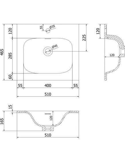 Mexen Vela umywalka wpuszczana w blat 51 x 46,5 cm, biała połysk - 25235000, 3 image