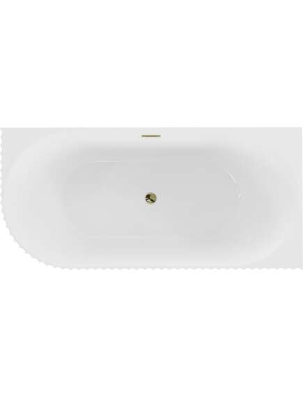 Mexen Gia wanna wolnostojąca narożna ryflowana prawa 170 x 80 cm, biała połysk, przelew złoty - 52701708000P-50, 2 image