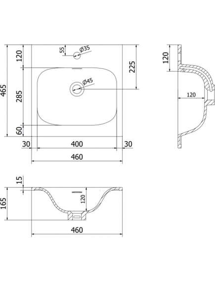 Mexen Vela umywalka wpuszczana w blat 46 x 46,5 cm, biała mat - 25234501, 3 image