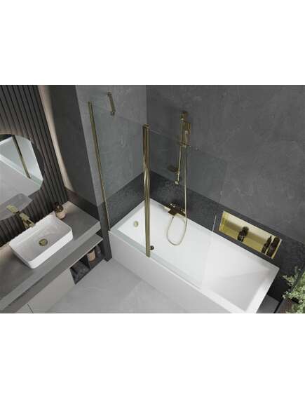 Mexen Flip parawan nawannowy 1-skrzydłowy 120 x 150 cm, transparent, złoty - 894-120-101-50-00, изображение 2