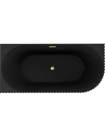 Mexen Gia wanna wolnostojąca narożna ryflowana lewa 150 x 75 cm, czarna mat, przelew złoty szczotkowany - 52701507571L-55, изображение 2
