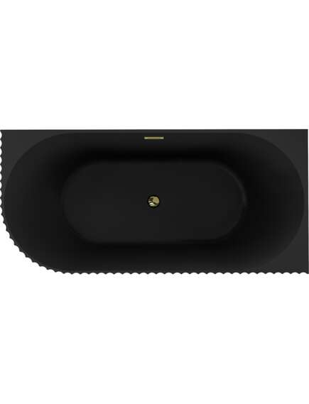 Mexen Gia wanna wolnostojąca narożna ryflowana prawa 170 x 80 cm, czarna mat, przelew złoty - 52701708071P-50, изображение 2