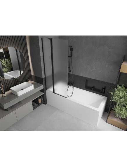 Mexen Flip parawan nawannowy 1-skrzydłowy 80 x 150 cm, szron, czarny - 894-080-101-70-30, 2 image