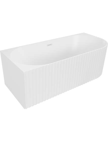 Mexen Gia wanna wolnostojąca narożna ryflowana lewa 150 x 75 cm, biała mat, przelew biały - 52701507501L-20