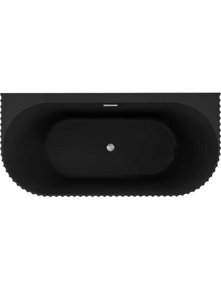 Mexen Sella wanna wolnostojąca przyścienna ryflowana 150 x 75 cm, czarna mat, przelew nikiel szczotkowany - 52711507571-97, изображение 2