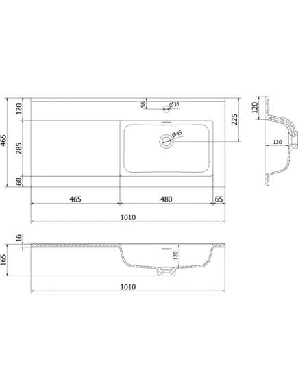 Mexen Otis umywalka wpuszczana w blat prawa 101 x 46,5 cm, biała połysk - 25181000P, 3 image