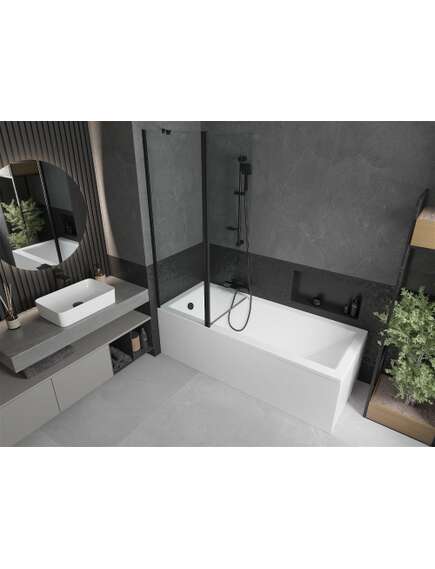 Mexen Flip parawan nawannowy 1-skrzydłowy 120 x 150 cm, transparent, czarny - 894-120-101-70-00, изображение 3