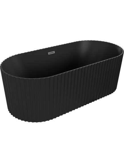 Mexen Paola wanna wolnostojąca ryflowana 170 x 80 cm, czarna mat, przelew gun metal - 52721708071-95