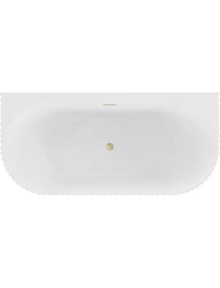 Mexen Sella wanna wolnostojąca przyścienna ryflowana 150 x 75 cm, biała połysk, przelew złoty szczotkowany - 52711507500-55, 2 image