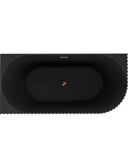 Mexen Gia wanna wolnostojąca narożna ryflowana lewa 150 x 75 cm, czarna mat, przelew różowe złoto - 52701507571L-60, 2 image
