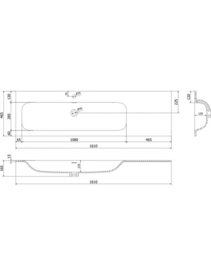 Mexen Vela umywalka wpuszczana w blat lewa 161 x 46,5 cm, biała połysk - 25231600L, 3 image