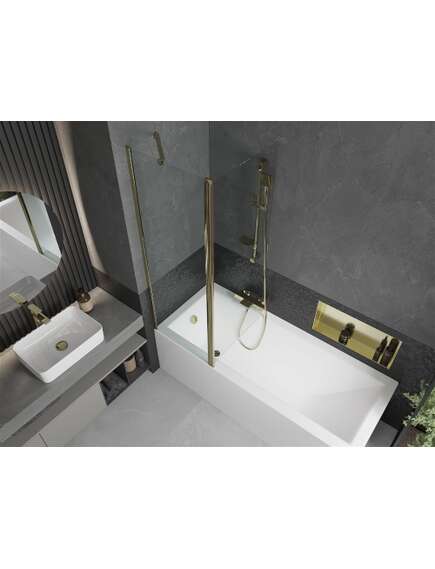 Mexen Flip parawan nawannowy 1-skrzydłowy 120 x 150 cm, transparent, złoty - 894-120-101-50-00, изображение 3