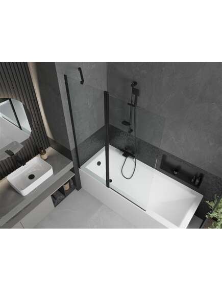 Mexen Flip parawan nawannowy 1-skrzydłowy 120 x 150 cm, transparent, czarny - 894-120-101-70-00, изображение 5