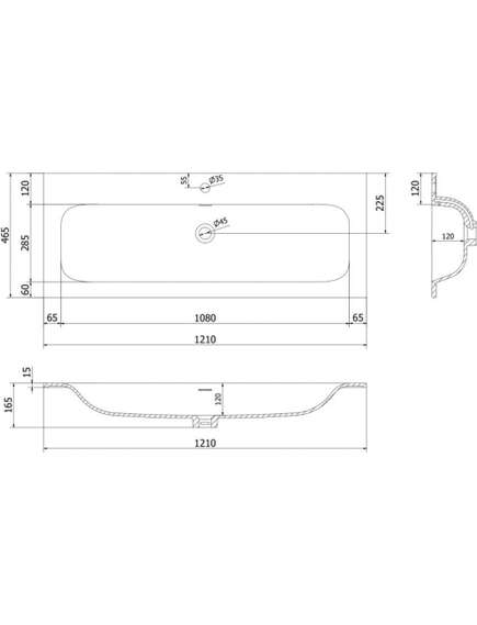 Mexen Vela umywalka wpuszczana w blat 121 x 46,5 cm, biała połysk - 25231200, 3 image