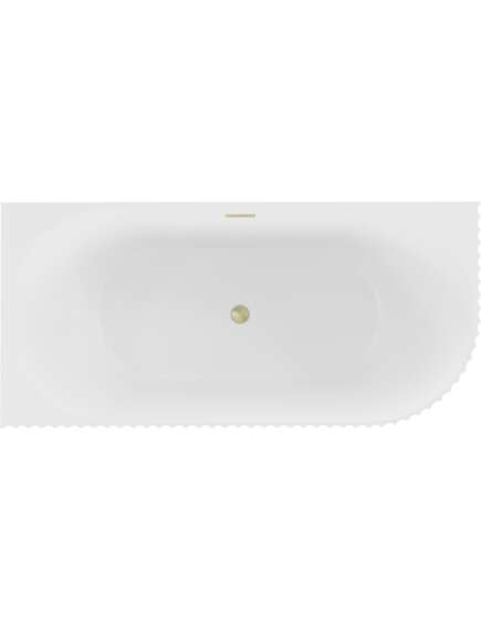 Mexen Gia wanna wolnostojąca narożna ryflowana lewa 150 x 75 cm, biała mat, przelew złoty szczotkowany - 52701507501L-55, 2 image