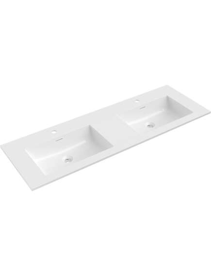 Mexen Otis umywalka wpuszczana w blat podwójna 141 x 46,5 cm, biała połysk - 25181400D
