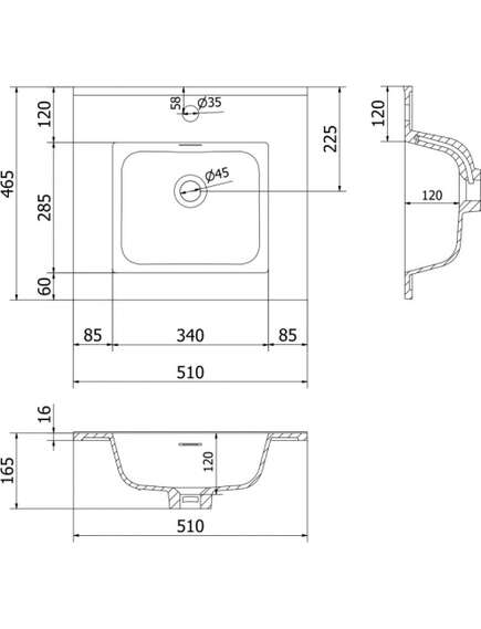 Mexen Otis umywalka wpuszczana w blat 51 x 46,5 cm, biała połysk - 25185000, 3 image