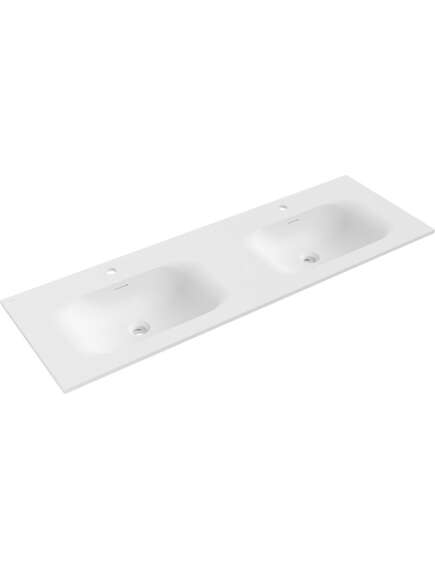 Mexen Vela umywalka wpuszczana w blat podwójna 141 x 46,5 cm, biała mat - 25231401D
