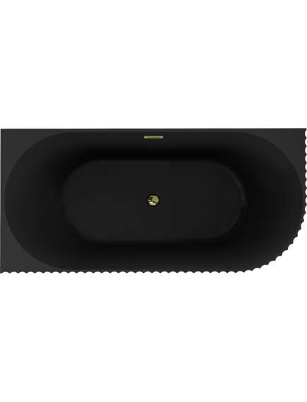 Mexen Gia wanna wolnostojąca narożna ryflowana lewa 150 x 75 cm, czarna mat, przelew złoty - 52701507571L-50, 2 image