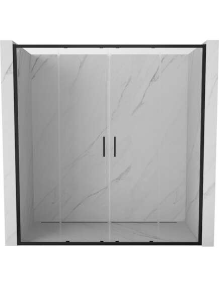 Mexen Exo drzwi prysznicowe podwójne rozsuwane 180 cm, transparent, czarne - 8152-180-000-70-00