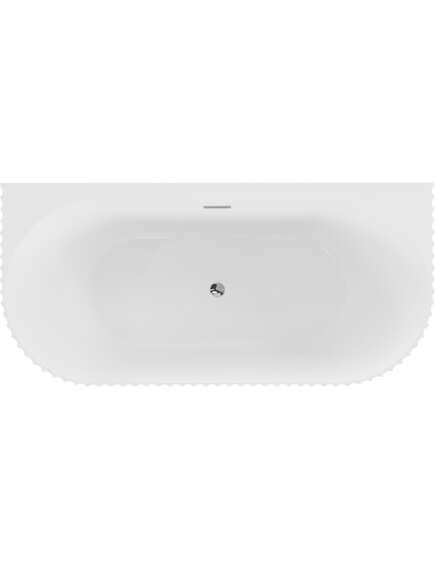 Mexen Sella wanna wolnostojąca przyścienna ryflowana 150 x 75 cm, biała połysk, przelew chrom - 52711507500-01, изображение 2