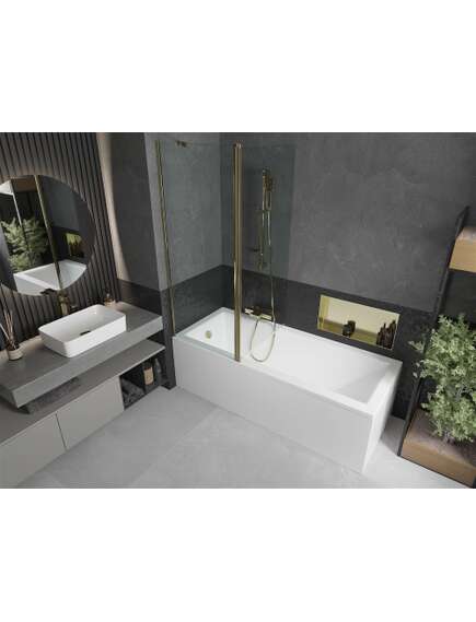 Mexen Flip parawan nawannowy 1-skrzydłowy 140 x 150 cm, transparent, złoty - 894-140-101-50-00, 3 image