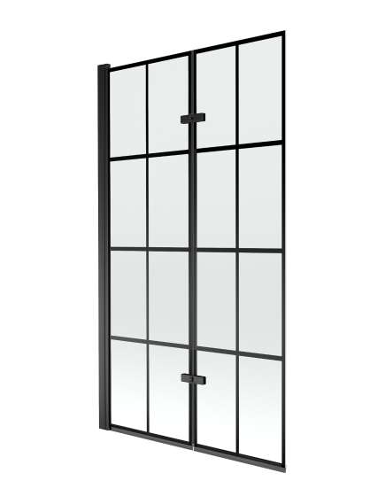 Mexen Castor parawan nawannowy 2-skrzydłowy 100 x 150 cm, czarny wzór, czarny - 892-100-002-70-77