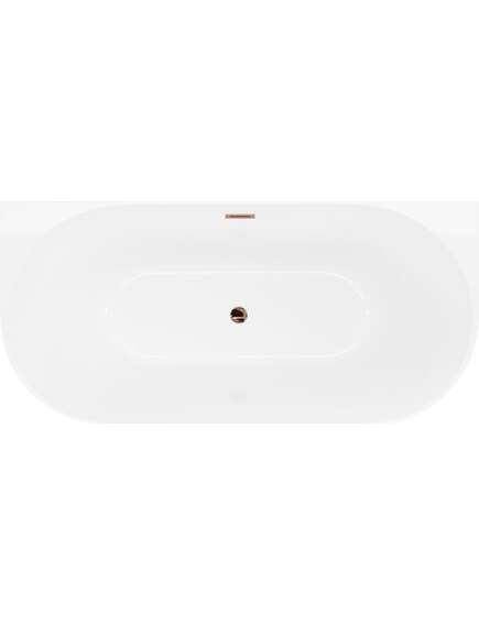 Mexen Oval Slim wanna wolnostojąca przyścienna 170 x 80 cm, biała, przelew różowe złoto - 52661708000-60, изображение 2