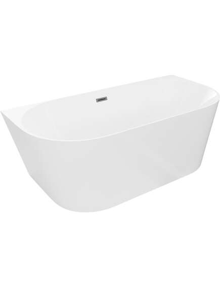 Mexen Oval Slim wanna wolnostojąca przyścienna 170 x 80 cm, biała, przelew gun gray szczotkowany - 52661708000-66