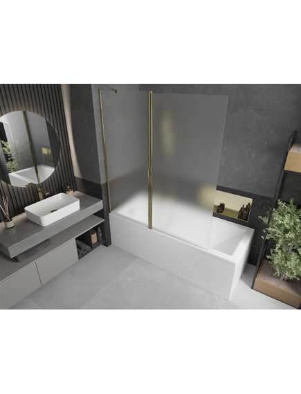 Mexen Flip parawan nawannowy 1-skrzydłowy 140 x 150 cm, szron, złoty - 894-140-101-50-30, изображение 2