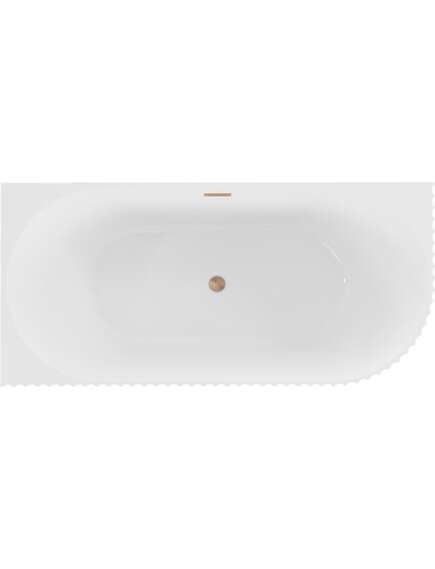 Mexen Gia wanna wolnostojąca narożna ryflowana prawa 170 x 80 cm, biała połysk, przelew miedź szczotkowana - 52701708000P-65, изображение 2