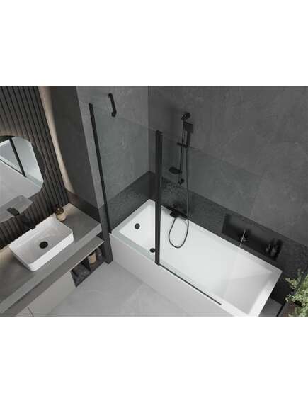 Mexen Flip parawan nawannowy 1-skrzydłowy 140 x 150 cm, transparent, czarny - 894-140-101-70-00, изображение 4