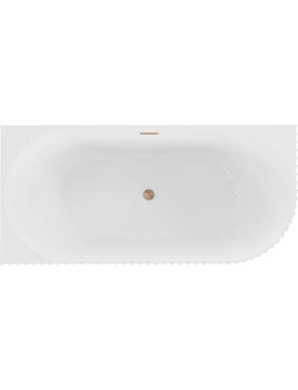 Mexen Gia wanna wolnostojąca narożna ryflowana lewa 150 x 75 cm, biała połysk, przelew miedź szczotkowana - 52701507500L-65, 2 image