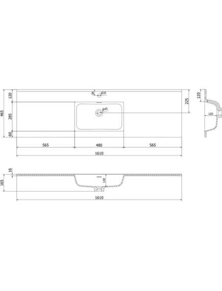 Mexen Otis umywalka wpuszczana w blat 161 x 46,5 cm, czarna mat - 25181671, 3 image