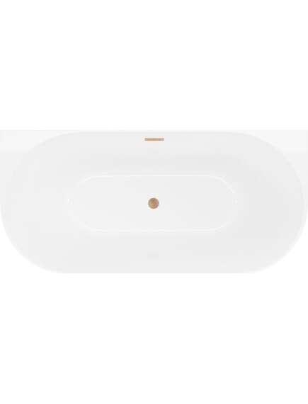 Mexen Oval Slim wanna wolnostojąca przyścienna 170 x 80 cm, biała, przelew miedź szczotkowana - 52661708000-65, изображение 2
