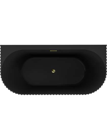 Mexen Sella wanna wolnostojąca przyścienna ryflowana 150 x 75 cm, czarna mat, przelew złoty - 52711507571-50, изображение 2