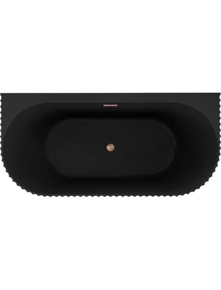 Mexen Sella wanna wolnostojąca przyścienna ryflowana 170 x 80 cm, czarna mat, przelew miedź szczotkowana - 52711708071-65, изображение 2