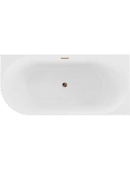 Mexen Gia wanna wolnostojąca narożna ryflowana prawa 170 x 80 cm, biała połysk, przelew różowe złoto - 52701708000P-60, 2 image