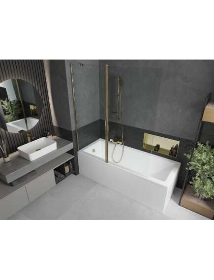 Mexen Flip parawan nawannowy 1-skrzydłowy 140 x 150 cm, transparent, złoty - 894-140-101-50-00, 2 image